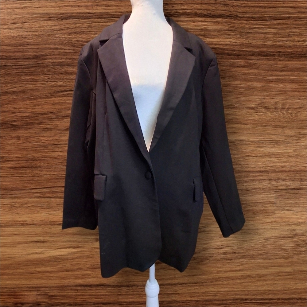 Eloquii Black 1-Button Stretch Blazer Women Plus Size 22